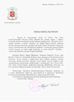 List Bp. Henryka Tomasika