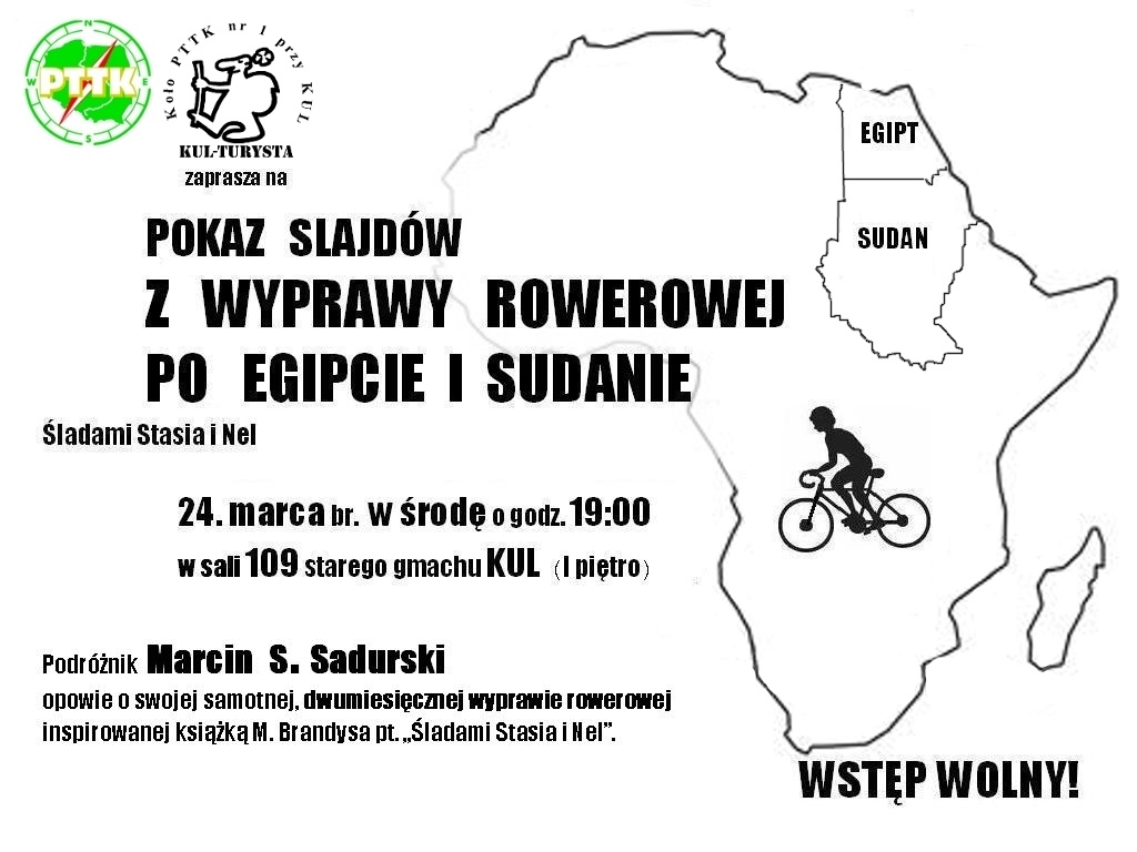 plakat - POKAZ SLAJDÓW z rowerowej wyprawy po EGIPCIE i SUDANIE