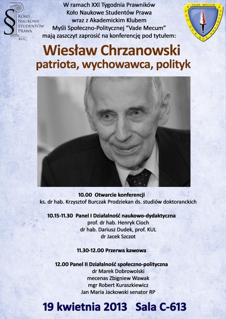 Konferencja o Prof. Chrzanowskim Plakat