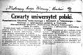 Artykuł w krakowskim Ilustrowanym Kurierze Codziennym z 12 IX 1918 o powstaniu Uniwersytetu Lubelskiego.