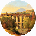 Narcisse Theophil Chauveil (l831-1910); Krajobraz włoski z akweduktem; XIX w.