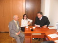 Spotkanie z pracownikami IFS. Prof. Dmytro Buczko, dr Dagmara Nowacka, prof. Witold Kołbuk.