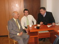 Spotkanie z pracownikami IFS. Prof. Dmytro Buczko, dr Albert Nowacki, prof. Witold Kołbuk.