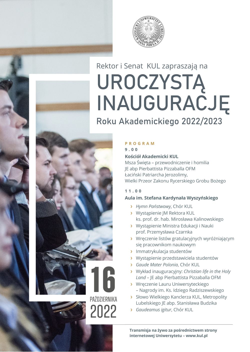 Program uroczystej inauguracji roku akademickiego 2022/23