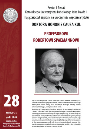 Uroczystość nadania tytułu doktora honoris causa KUL Prof. Robertowi Spaemannowi