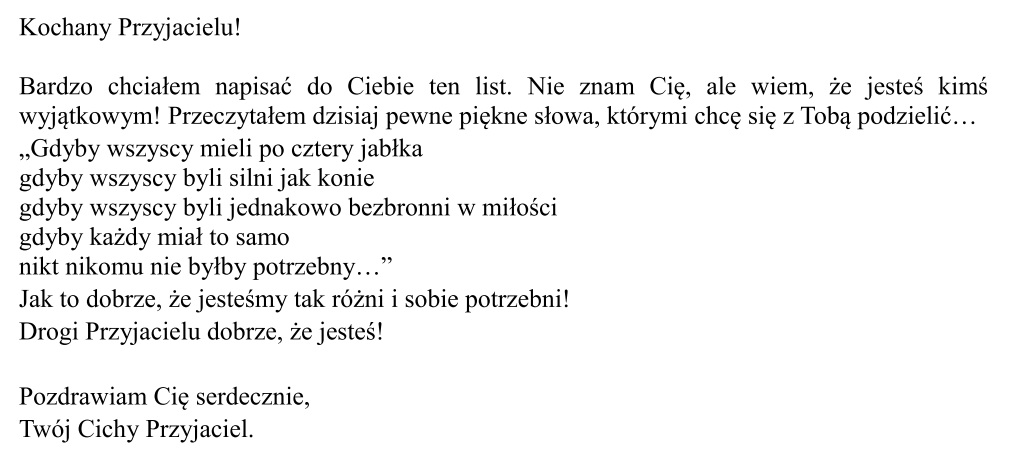 Przykładowy list