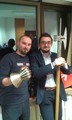 dr Marcin Baranowski z rękawicą klepsydrową i Kacper Majzner z młotem lucerneńskim
