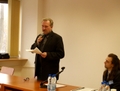 Dr Hubert Łaszkiewicz i przewodniczący I turze obrad - Sebastian Gralewski (KNHS)